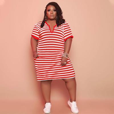 China Caiheng Clothing Summer Viable Women's V-Neck Cutout Plus Size Dress New Design Cheap Fashion 4xl 5xl Casual Dresses for sale