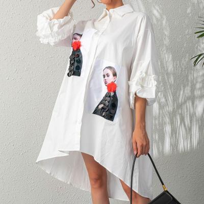 China Summer Interesting Ladies Women Cotton Casual Dresses Girl Irregular Bottom Puffy Sheer Elegant Anti-Static Sleeve for sale