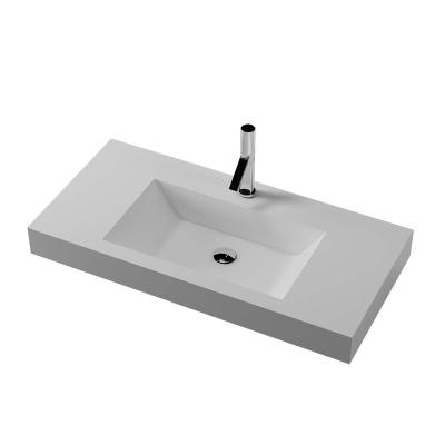 China Hot-selling Ogrand Bathroom Vanity Wall Basin Wall Hang Sink Texture Solid Surface Modern Bathroom Vanities Artificial Stone Marble for sale