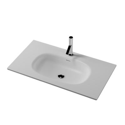 China Modern ogrand mold made basin fabricated sink artificial stone wall hang sink bathroom solid surface wash cabinet basin sink for sale