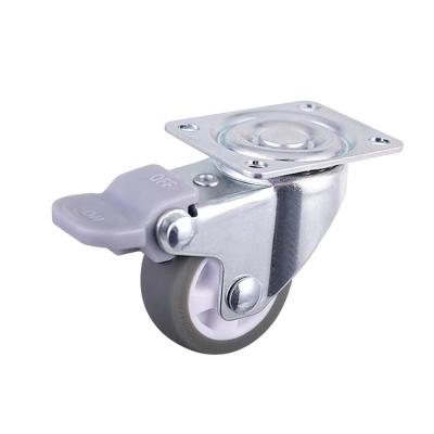 China 17kgs 1.25inch Tread Plate Swivel Brake Wheels Traditional Caster For Furniture for sale