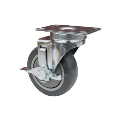 China Medium Duty Industrial Caster 5 Inch TPR Swivel Caster Wheel With Brake for sale