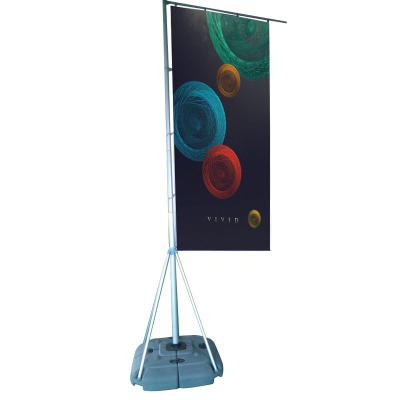 China Telescopic flag 3M, 5M, 7M outdoor advertising display water injection base flag pole with flag banner for sale