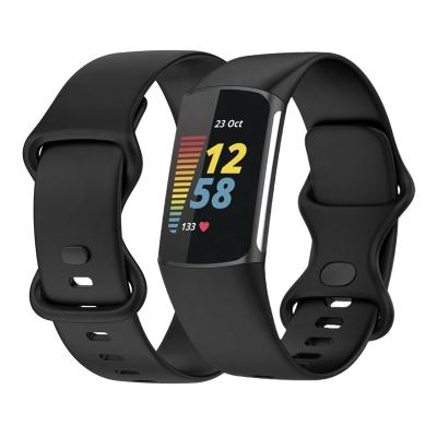 China Official Wholesale Charge5 Strap Smart Strap Silicone Sport Watch Band Soft Rubber Strap For Fitbit Charge 5 Band for sale