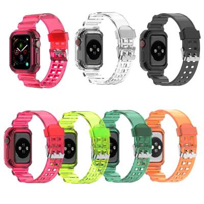 China Clear Replacement iWatch Strap Series 38mm 40mm 41mm 42mm 44mm 45mm Crystal Band For Apple Watch Transparent Clear TPU Wrist Strap for sale