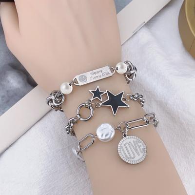 China Black Clover Unisex Kit Jewelry Stainless Steel Women's Hiphop Fashion Color Star Bracelets Accessories Wholesale Fine Bangle for sale