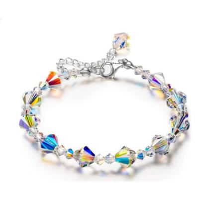 China Environmental Friendly Colorful Square Charm Bracelets With Shiny White Clear Crystal Beaded for sale