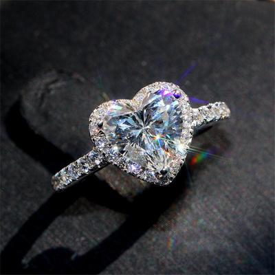 China Cheapest Exquisite Jewelry Fashion Love Eternal Heart Ring Size 5-11White CZ Environmentally Friendly Promise Wedding Heart Rings For Women Girls for sale