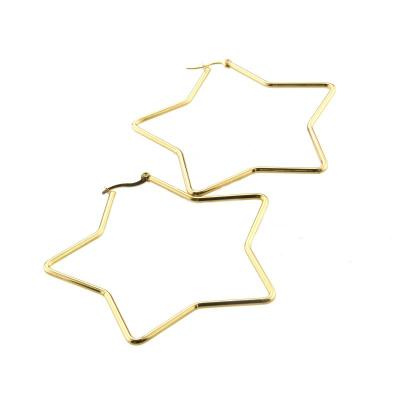 China 2021 fashion stainless steel color star gold steel earrings fashion big new and popular titanium steel earrings wholesale for sale