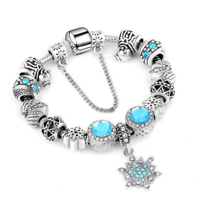 China Other 2021 Newest Christmas Crystal Rhinestone Zinc Blue Alloy Silver Plated Drip Santa Claus Beads Snow Bracelets Oil Bracelets for sale