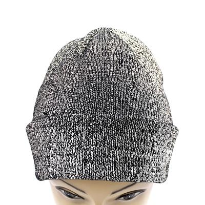 China COMMON Reflective Knitted Hat With Cotton Lining Winter Beanie Hat for sale