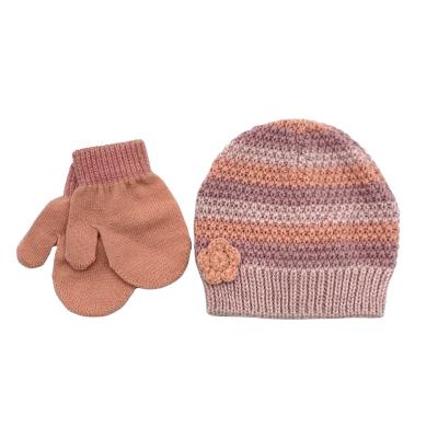 China JOINT Babies Winter Beanie Hat Mitten Sets Hat Glove Cute Babies for sale