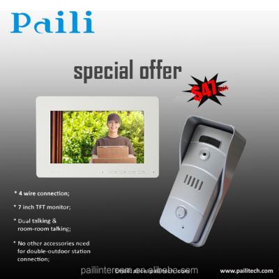 China Color video video intercom door phone system for 4 wire villa video door phone, 4 wire villa intercom for sale