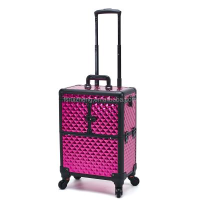 China Makeup Case Aluminum Rolling Nail Case Large Capacity High-end/Professional/Durable High-end Hard Case With Six Trays for sale