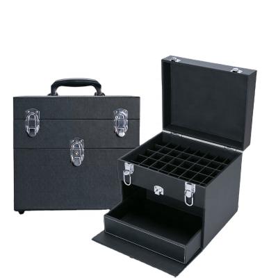 China Fashion Professional Nail Case Box Leather Nail Polish Travel Portable Case For Nail Beauty With Drawer for sale