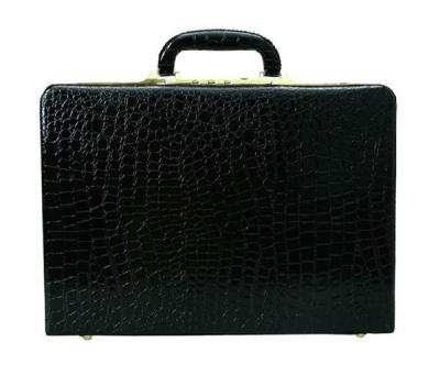 China Man crocodile PVC finish professional black business briefcase, with document envelope, RZ-ALB015 for sale