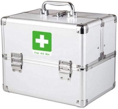 China Aluminum frame+mdf+abs 3 Layers First Aid Kit With Lock Medical Emergency Storage Box Drug Collection Storage Box Aluminum Outdoor Metal Medical Case Suitable For Home for sale