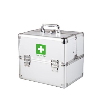 China Aluminum First Aid Kit Medical Storage Case Silver Plastic Box Shockproof Dustproof Scratchproof for sale