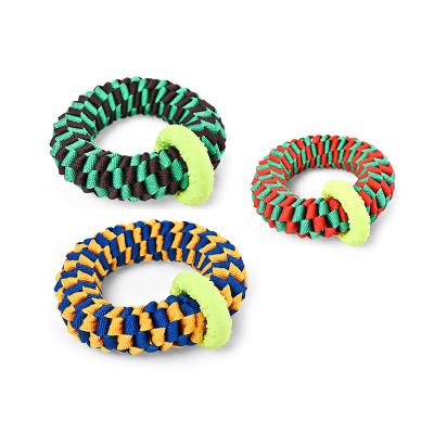 China Durable Extra Hard Colored Rope Interactive TPR Coiled Tug Dog Chew Toy For Power Chewers for sale