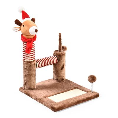 China Natural Rope and Hanging Ball Cat Scratcher Cat Scratching Post of Viable Christmas Sisal for sale