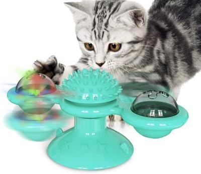 China Viable Led Ball Catnip Ball Teasing Interactive Windmill Ball Massage Scratching Tickling Cat Turntable Toy for sale