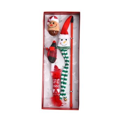 China Christmas High Quality Viable Santa Snowman Soft Fabric Interactive Cat Toy Set for sale