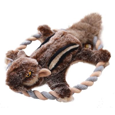 China Wholesale Custom Stocked Noise Flying Squirrel Mouse Dog Bite Rope Soft Plush Toy for sale