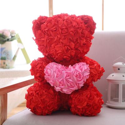 China Wholesale Handmade Stuffed Plush Toy Teddy Bear Rose Flower Plush Animal Toys for sale