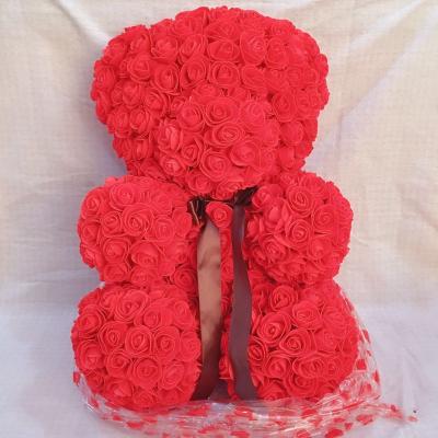 China Wholesale PE Stuffed Teddy Bear Rose Flower Valentine's Day Handmade Gift for sale