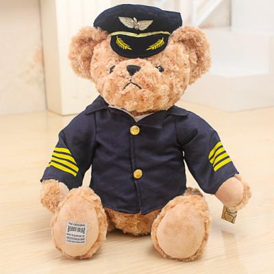 China Handmade Custom Yangzhou Airline Soft Toy Stuffed Uniform Plush Teddy Bear for sale