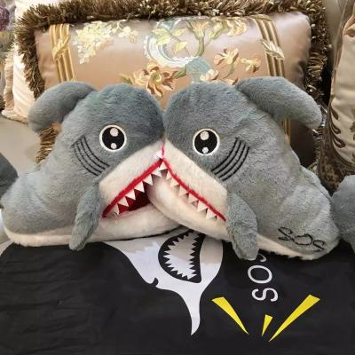 China Handmade Wholesale Soft Plush Animal Kids Shark Babouche Custom Indoor Slippers for sale