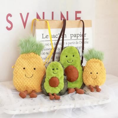 China New Toy Arrivals Custom Mini Cute Handmade Plush Toy Bag Coin Purse Wallet Avocado Pineapple For Kids Girls for sale