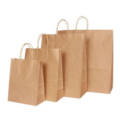 China Recycled Materials Brown Eco Friendly Recycle Kraft Paper Package Bags With Handles Stand Up Logo Custom Food For Gift Shopping Clothes for sale