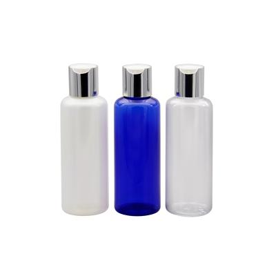 China Lip Gloss Tube 100ml Cosmetic White Plastic Shampoo Conditioner Round Boston Bottle With Gold Silver Cap for sale