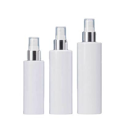 China Lip Gloss Cosmetic White Plastic Tube 150ml Spray Cylinder Bottle With Silver Cap for sale