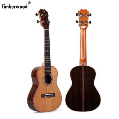 China 23 inch solid pine top korean ukulele red pine+rosewood solid ukulele high quality ukulele for sale factory for sale