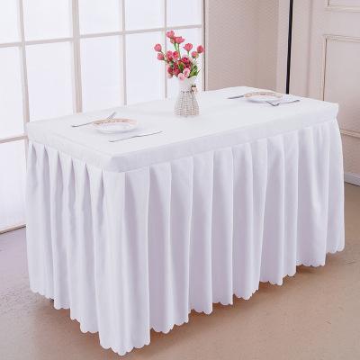 China No Fade YRYIE Factory Wholesale 100%Polyester Ruffled Hotel Edged Table Cloths Table Edges Cover for sale