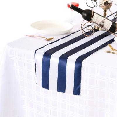 China Beautiful Decoration Simple Striped Table Runner 30*275CM Home Party Decoration Satin Printing Custom Table Runners For Wedding for sale