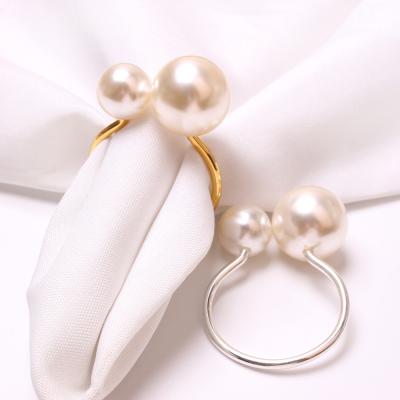 China Wholesale Cheap Viable Gold Table Decor Napkin Rings Ring Holder Luxury Wedding Table Highlight Pearl Kitchen Napkin for sale