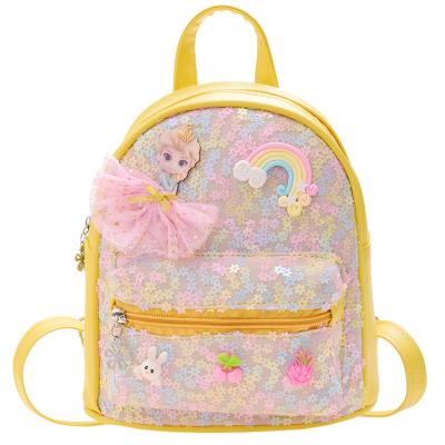 China New Waterproof Sequin Bow Princess Backpack Lovely Transparent Kindergarten Backpack for sale