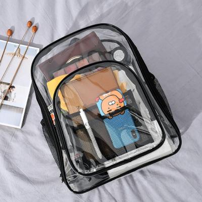 China Large capacity waterproof transparent backpack PVC unisex waterproof schoolbag can be customized for sale