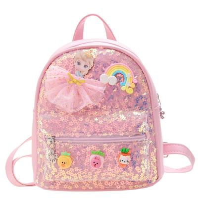 China New Waterproof Sequin Bow Princess Backpack Lovely Transparent Kindergarten Backpack for sale