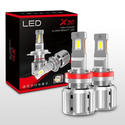 China Aluminum Newest Auto Light X20 Plug and Play 100% H4 H7 HB3 HB4 H11 LED Headlight Bulbs Car Motorcycle Lamp for sale