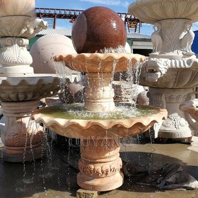 China QUYANG Modern Natural Stone Granite Home Feng Shui Fountain Garden Marble Indoor Rotating Floating Ball Water Fountain for sale