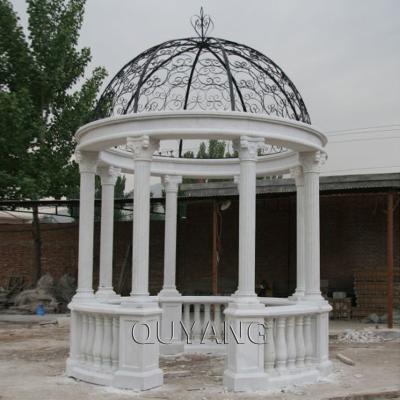 China Large QUYANG modern outdoor elegant natural stone pavilion garden decoration around white marble column gazebo for sale