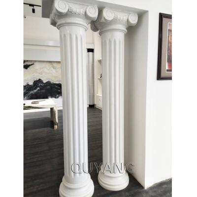 China White Marble Natural Stone Room QUYANG Pillar Exit Solid Door Roman Columns Indoor Decorative Building Greek Column for sale