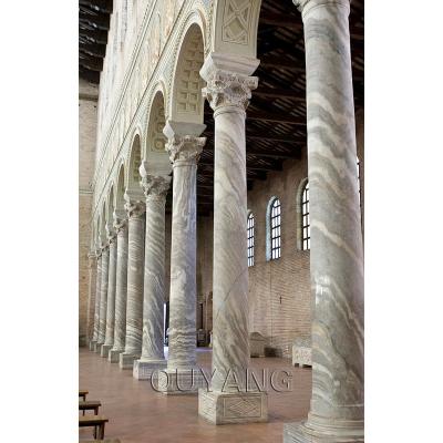 China QUYANG Solid Hand Carved Outdoor Large Luxury Building Stone Greek Pillars Design Indoor Natural Marble Roman Column for sale