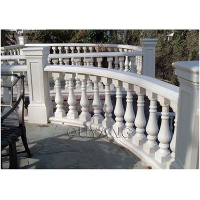 China QUYANG Railing Modern Decorative Outdoor White Marble Balcony Fencing Balusters Stairs Natural Stone Baluster for sale