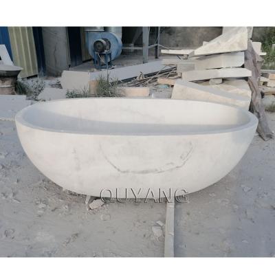 China QUYANG White Solid Marble Stone Free Standing Modern European Luxury Natural Home Bathtub Bathroom Style Free Standing Bathtub for sale