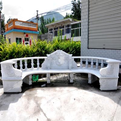 China Large Modern QUYANG Customized Hand Carved Stone Outdoor White Marble Park Bench Natural Long Garden Chair Beautiful for sale